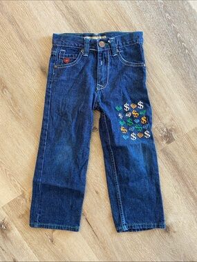NBN Gear Dark Wash Blue Denim Jeans Multicolor Money & Diamond Embroidery 💎